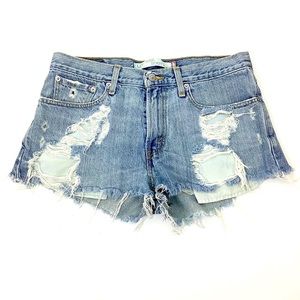 Levi Low Rise 527 Cut Off Distressed Shorts